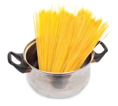Cook the spagetti in the pan Stock Photos