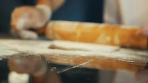 The cook stir the dough on The Table Stock Footage 108206124