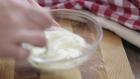 Cook stirs the sauce close-up Stock Footage 73085039