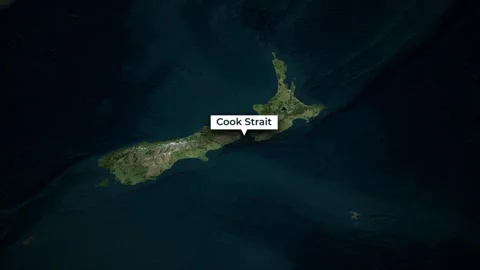 Cook Strait Map near New Zealand Satellite Zoom Animation Vídeos de archivo 335477823