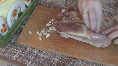 Cook Stuffed Chicken Garlic Stock Footage 73505355