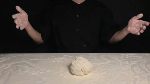 Cook throws dough Slow-Motion Stock Footage 165607112
