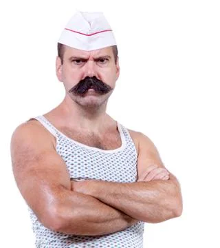 Cook in a undershirt on a white background Foto stock