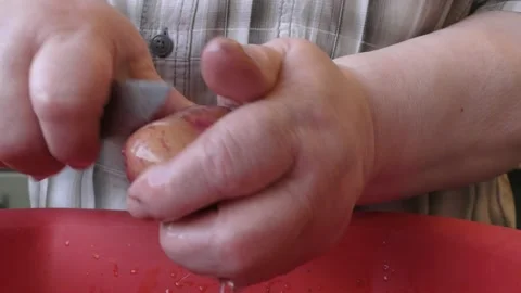 The cook washes potatoes in water Stock Footage 164283596