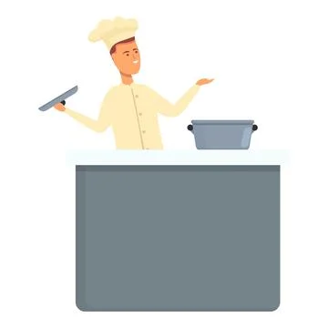 Cook webinar icon cartoon vector. Online cooking Stock Illustration