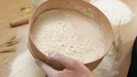 Cook White Flour Sieve Stock Footage 273500012