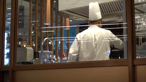 Cook Work Food Stove Process Uniform Cafe Employee Stock Footage 116787956