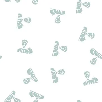 Cook worker glyph vector seamless pattern black Stock Illustration