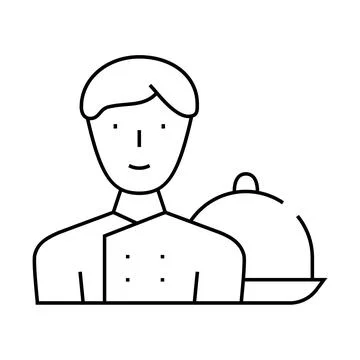 Cook worker line icon vector illustration flat Stockillustratie