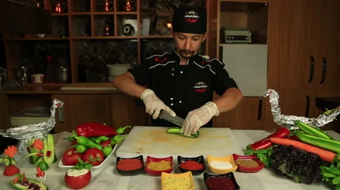 Cook working in the restaurant Stock Footage 65481333