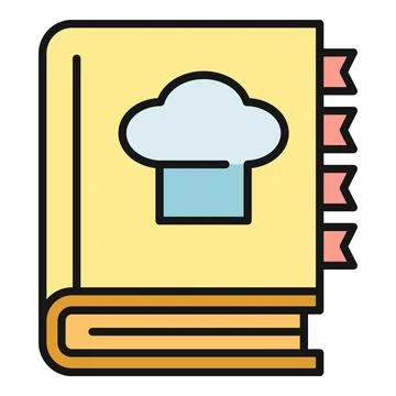 Cookbook with chef hat showing kitchen recipes Stock Illustration