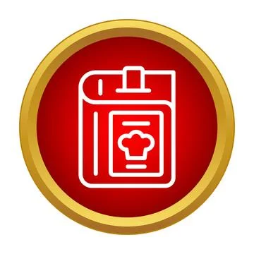 Cookbook icon with chef hat on red button Stock Illustration