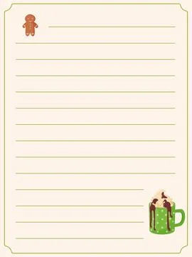 Cookbook template list for recipes, note on cooking and ingredients. Stock Illustration