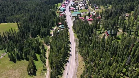 Cooke City Silver Gate Montana aerial tilt up 4k Stock Footage
