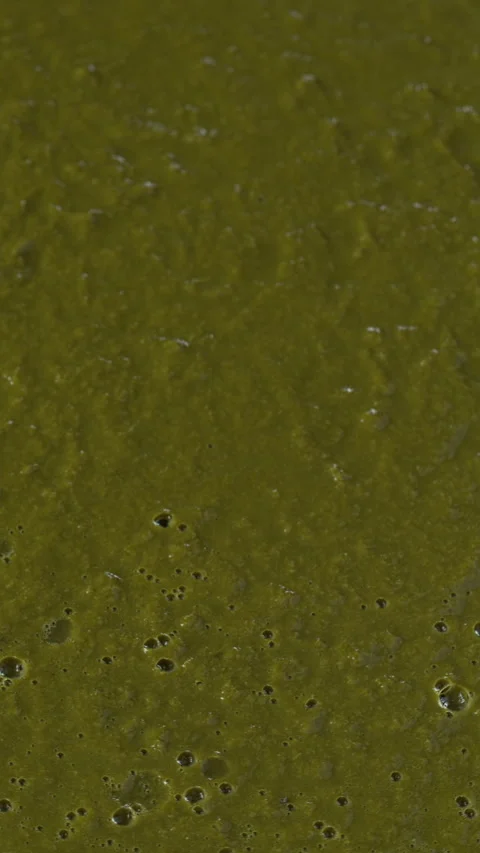 Cooked and high-speed-blended white mustard greens. Vertical video Stock Footage 311052787
