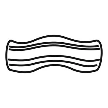 Cooked bacon icon outline vector. Slice meat Illustrazione stock