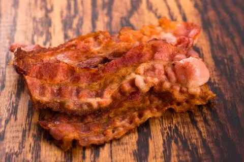 Cooked Bacon Strips Stock Photos
