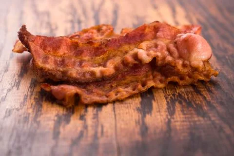 Cooked Bacon Strips Stock Photos