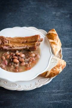 Cooked beans with ribs Stock Photos