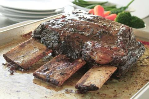Cooked beef rib Stock Photos