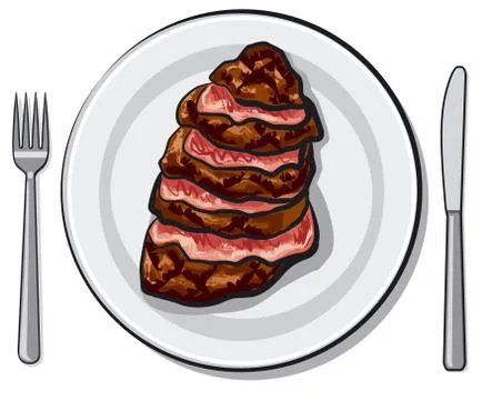 Cooked beef steak Stock Illustration