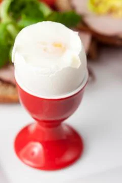 Cooked breakfast egg with bread Stock Photos