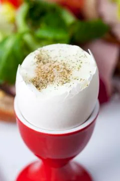 Cooked breakfast egg with bread Stock Photos