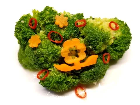 Cooked Broccoli on a White Background Stock Photos