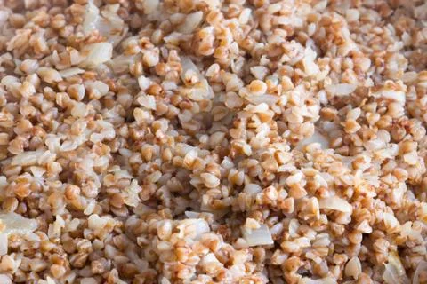 Cooked buckwheat as a background Stock Photos