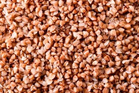 Cooked buckwheat groats background. The view from the top Stock Photos