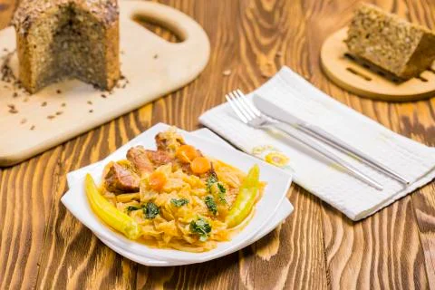 Cooked Cabbage with Carrots Stock Photos