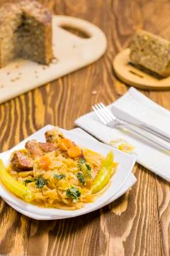 Cooked Cabbage with Carrots Stock Photos
