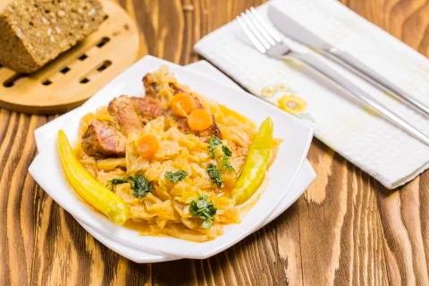 Cooked Cabbage with Carrots Stock Photos