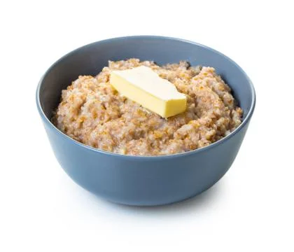 Cooked cereal with butter Foto stock