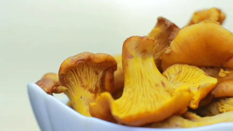 Cooked the chanterelles in the dish. Video stock 94144482