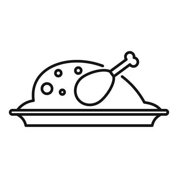 Cooked chicken icon outline vector. Roast food Ilustración de archivo