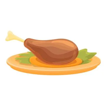 Cooked chicken leg icon cartoon vector. Roast turkey food Stock Illustration