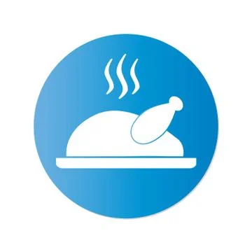 Cooked chicken or roasted turkey ready for Thanksgiving. Vector icon or sign. Stock Illustration