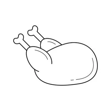 Cooked chicken vector line icon. Stock Illustration