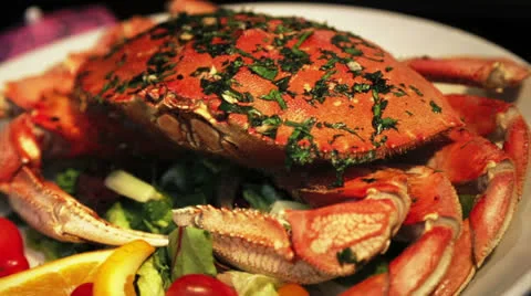 Cooked crab with salad Stock Footage 23772630
