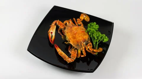 Cooked crabs on white plate Stock-Footage 53363218