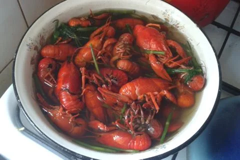 Cooked crawfish Stock Photos