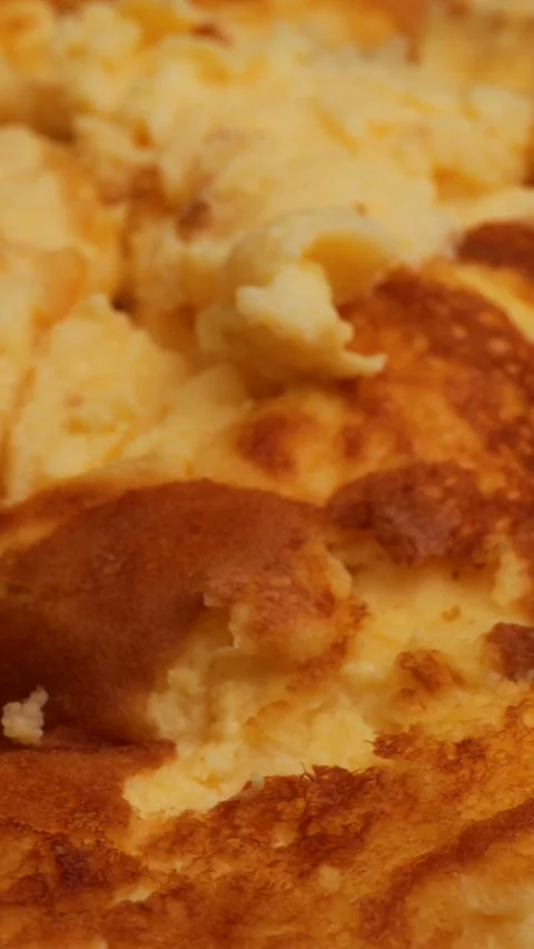 Cooked egg omelette, rotation in circle. healthy high-protein food, Turning. Stock Footage 323331834