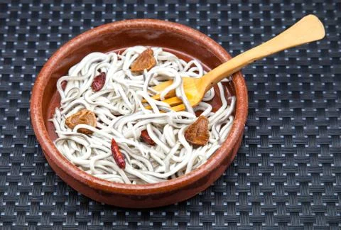 Cooked elvers Stock Photos