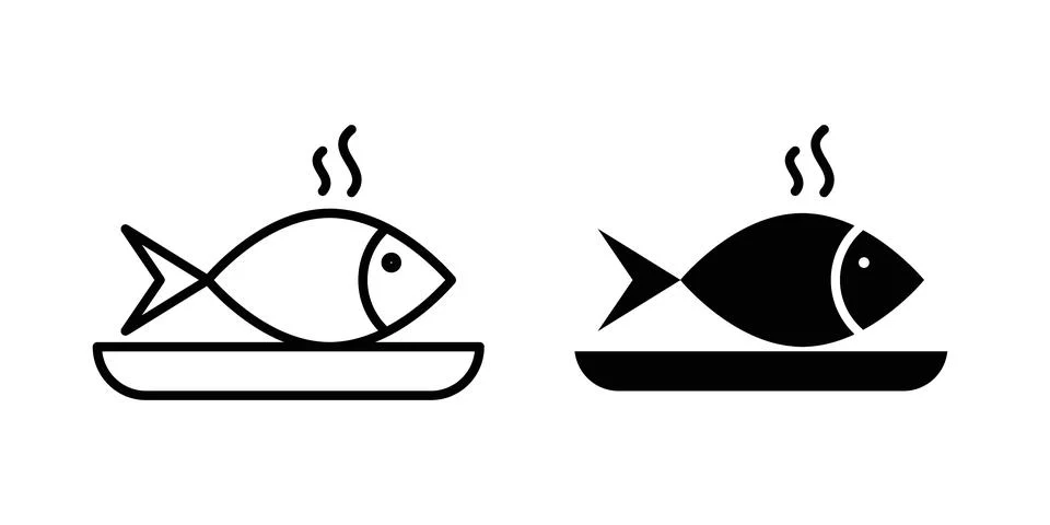 Cooked fish icon vector, symbol, logo illustrations Stock Illustration