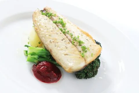 Cooked fish meal Stock Photos