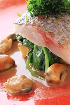 Cooked fish meal Stock Photos