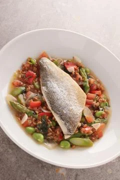Cooked fish meal Stock Photos