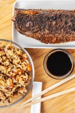 Cooked fish with rice Stock-Fotos