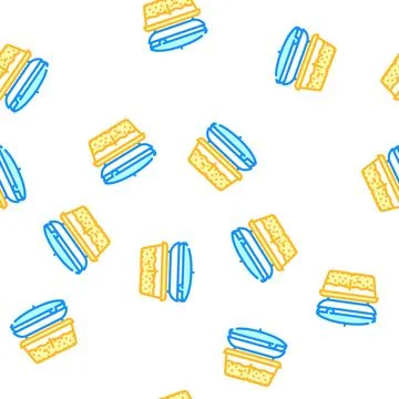 Cooked food set canteen vector seamless pattern Illustrazione stock